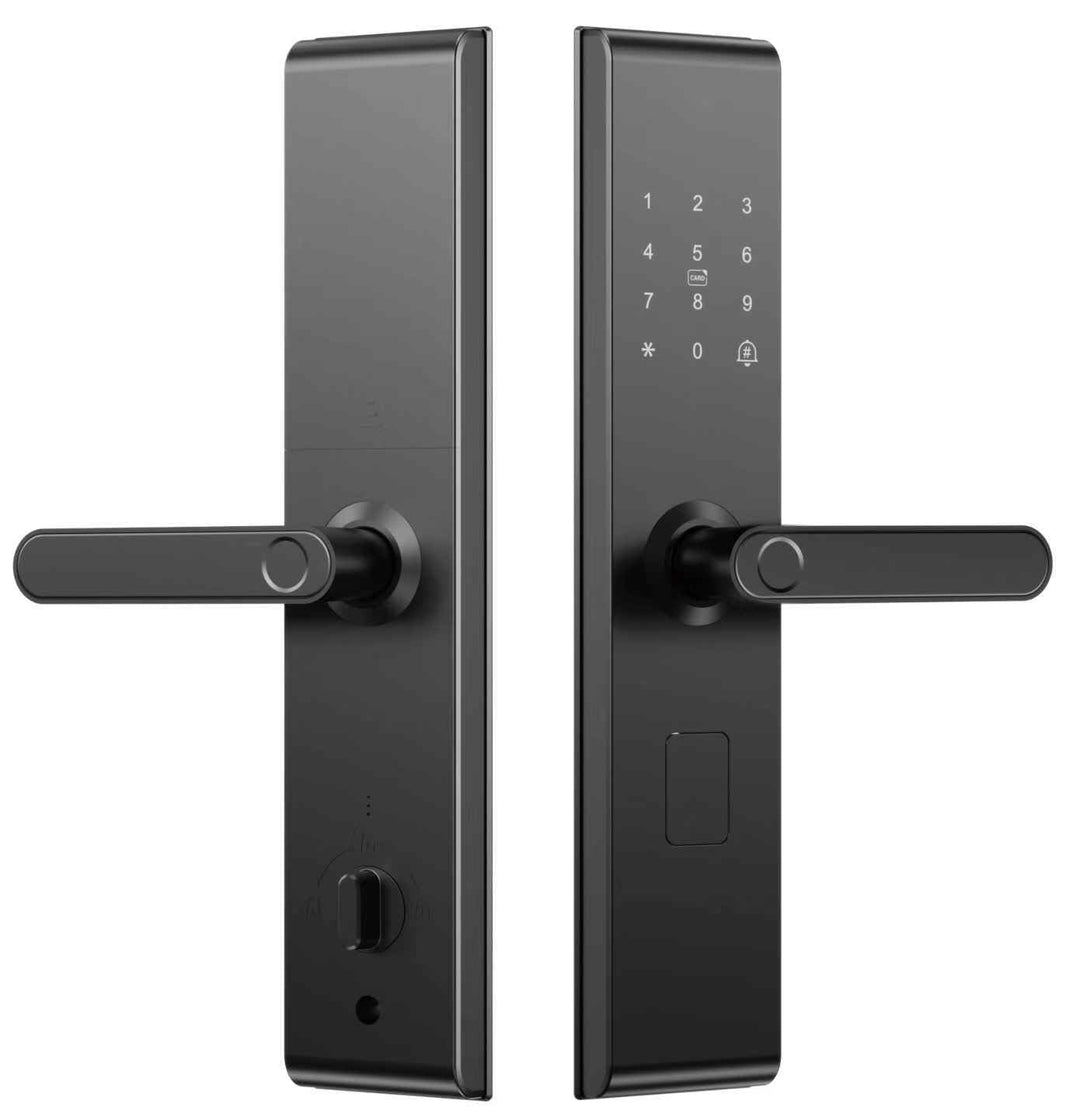 Smart Digital Door Lock, Electronic Keypad Entry Handle Lock in Matte Black, Touch Screen Keyless Security Lock for Home