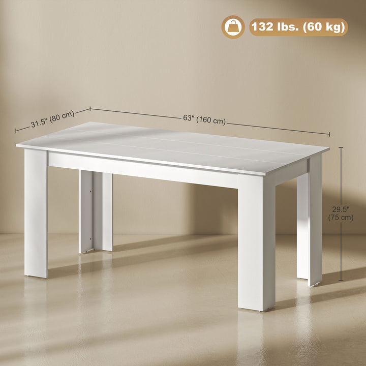 HOMCOM 63" Kitchen Table for 4-6 People, Dining Table with Wood Effect for Dining Room, Grey