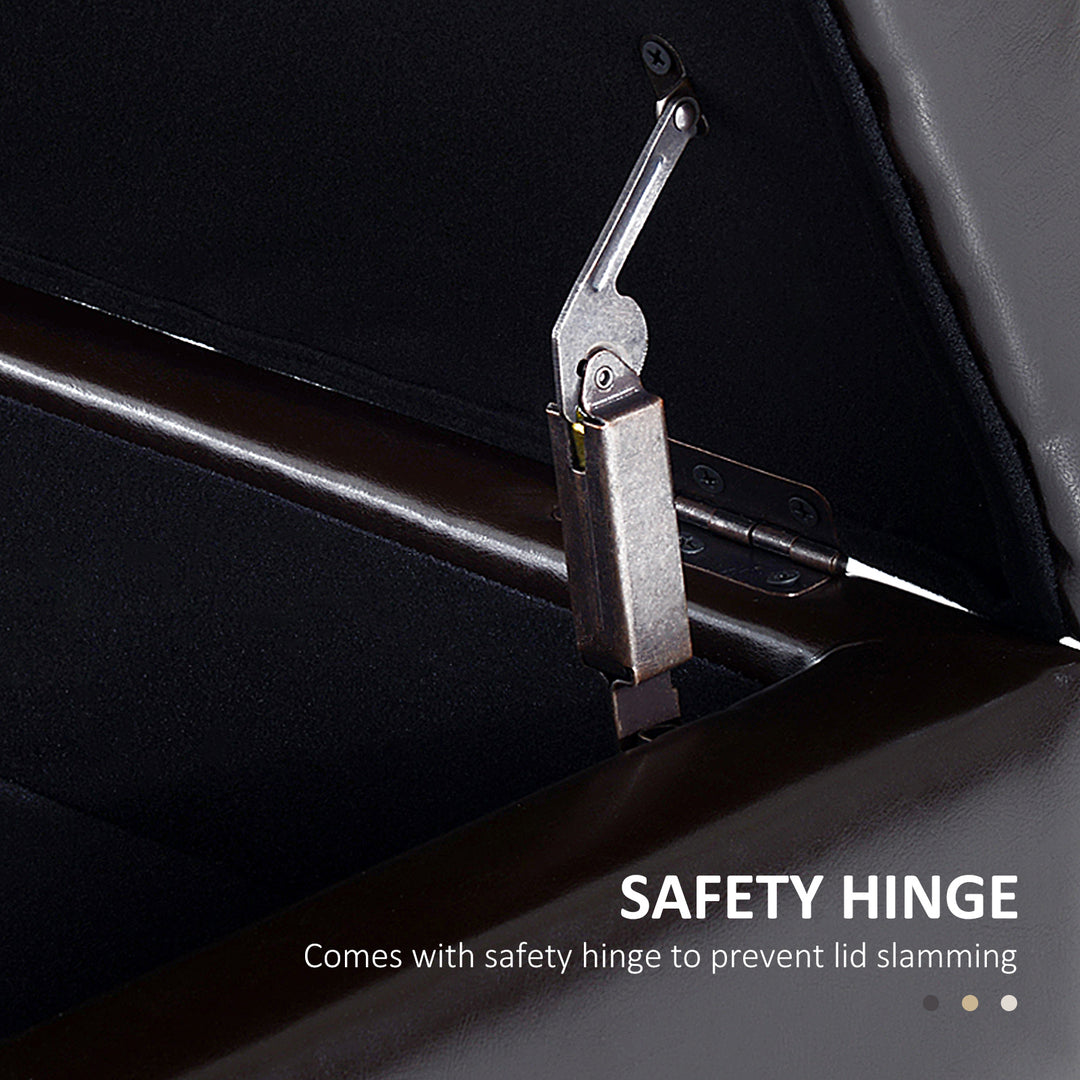 HOMCOM 44" PU Leather Tufted Ottoman Shoe Bench Storage Chest Hallway Brown