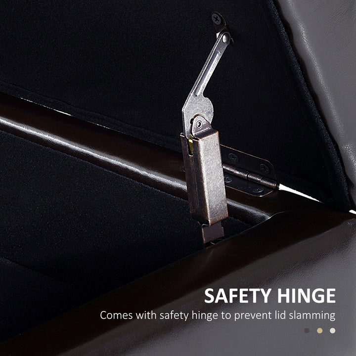 HOMCOM 44" PU Leather Tufted Ottoman Shoe Bench Storage Chest Hallway Brown