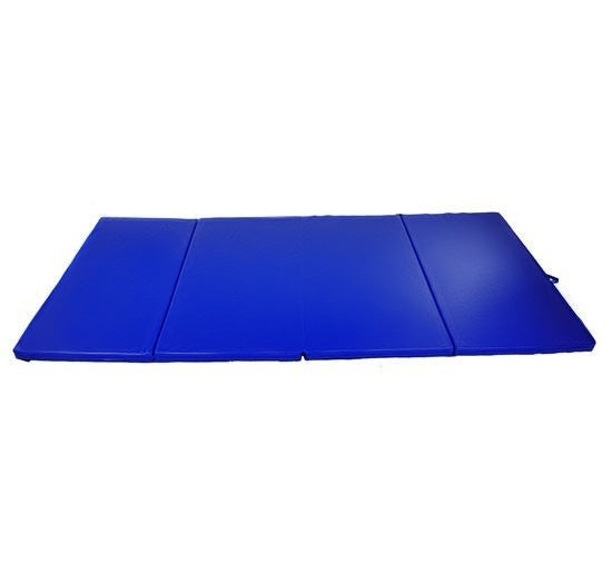 Soozier 4'x8'x2" Folding Gymnastics Tumbling Mat, Exercise Mat with Carrying Handles for Yoga, MMA, Martial Arts, Stretching, Core Workouts, Dark Blue