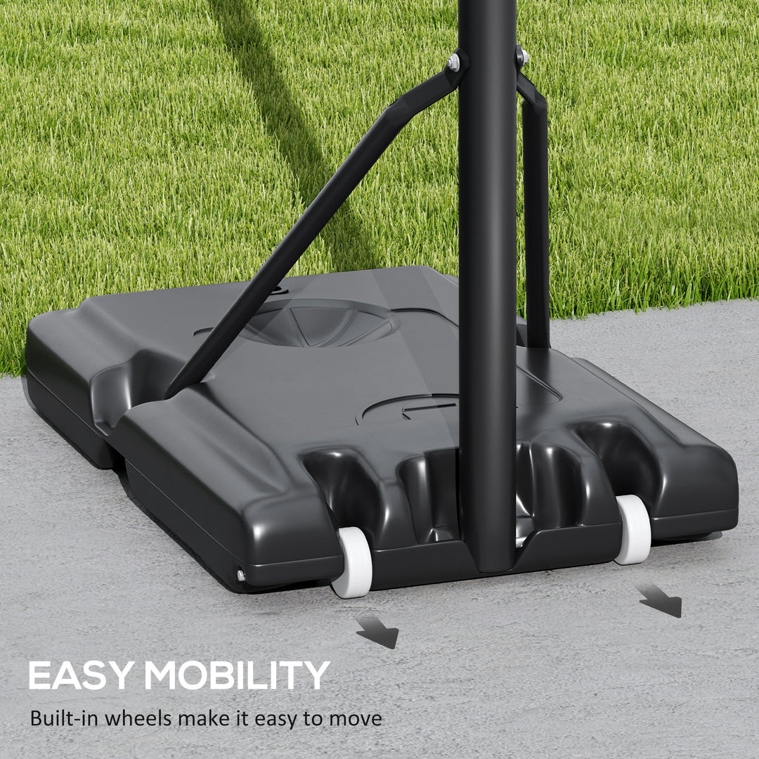 Soozier 7.7-10ft Portable Basketball Hoop, Basketball Goal with Free Weight, Wheels, 43" Backboard and Fillable Base