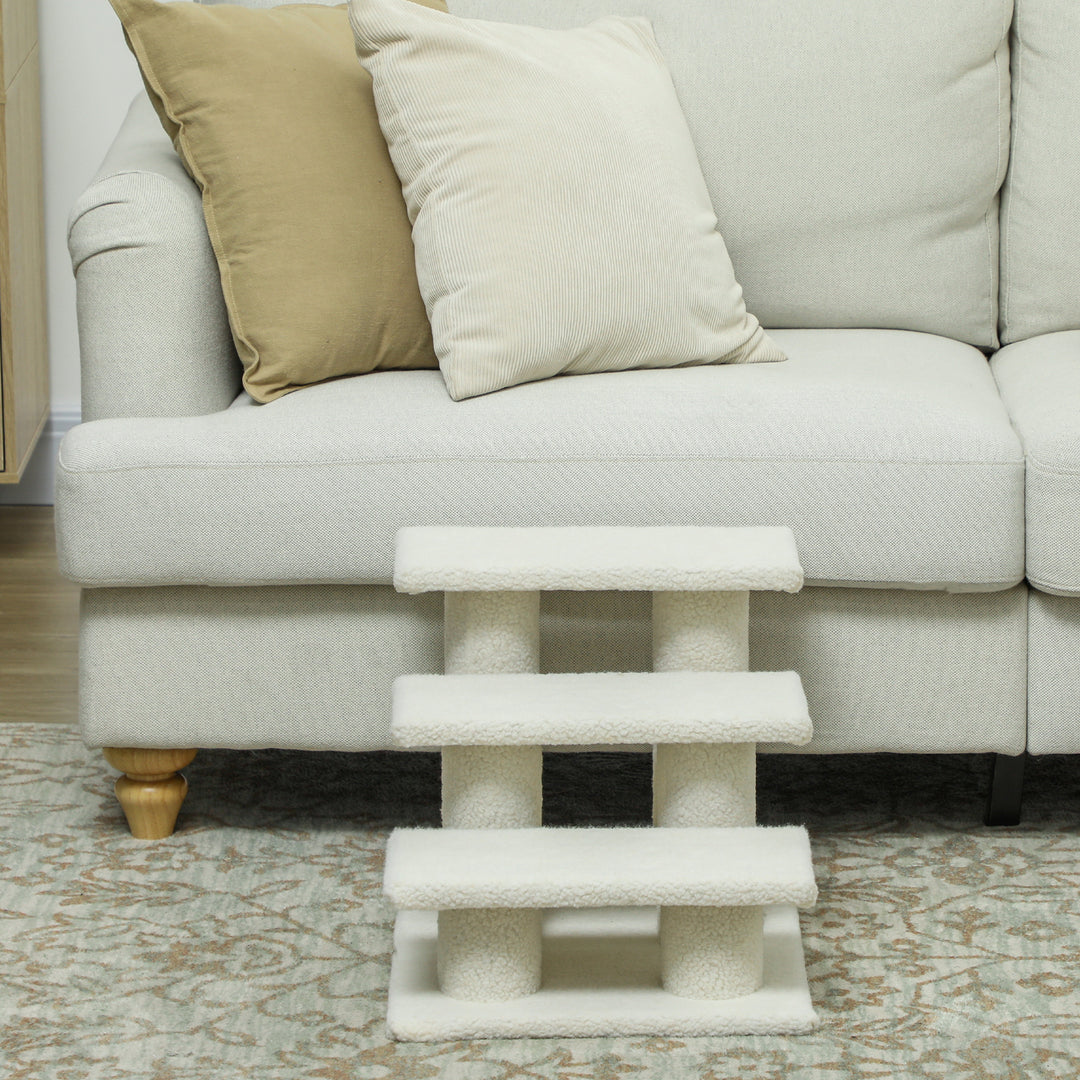 PawHut 23.5" 4 Tier Pet Stairs Dog Cat Step Scratch Post Furniture, Dark Grey