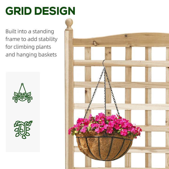 Outsunny Raised Garden Bed with Trellis, Wood Planter Box for Garden, Free Standing Flower Bed, 25.2" x 11" x 47.2" Brown