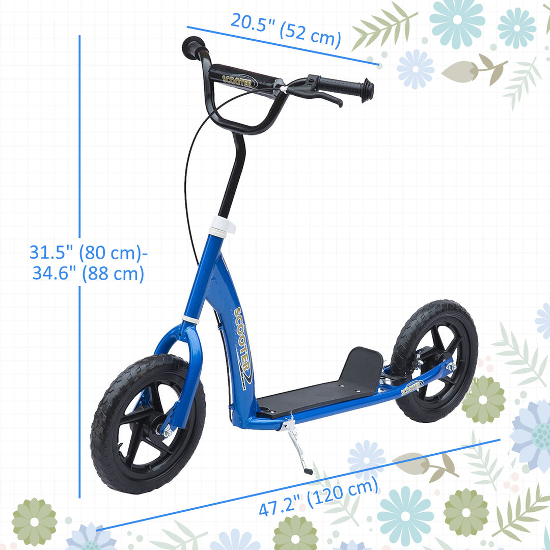 HOMCOM Kids Scooter Street Bike Bicycle for Teens Ride on Toy w/ 12'' Tire for 5-12 Year Old Blue