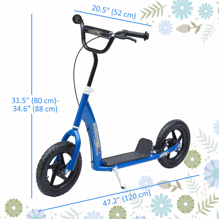 HOMCOM Kids Scooter Street Bike Bicycle for Teens Ride on Toy w/ 12'' Tire for 5-12 Year Old Blue
