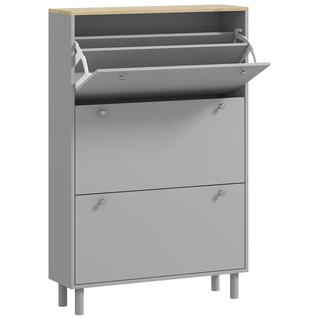 HOMCOM Entryway Shoe Storage Small Modern Flip-Flop Shoe Cabinet with 3 Flip Drawers Adjustable Shelves for 24 Pairs of Shoes, White