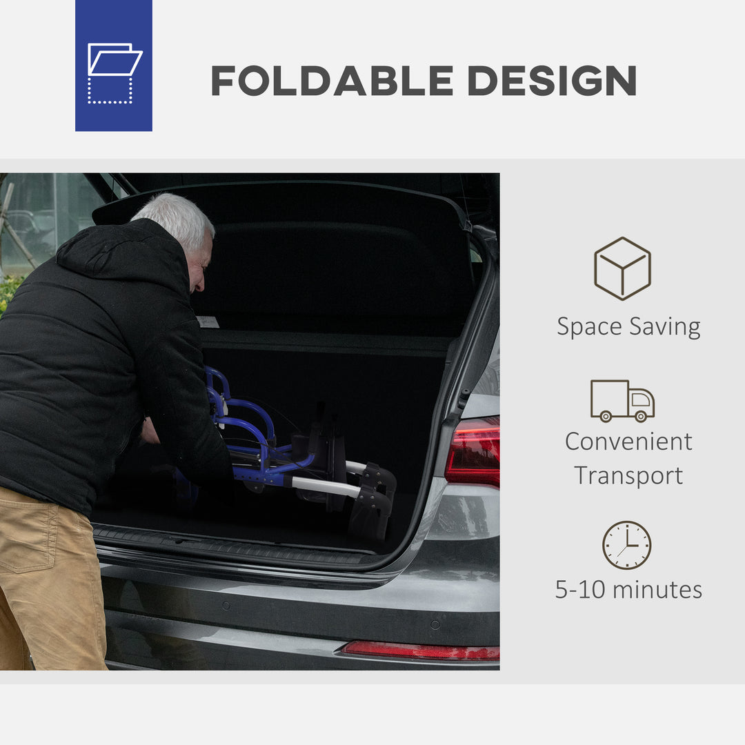 HOMCOM Rollator Walker with Seat, Folding Rolling Walker with 8" Wheels, Walker for Seniors with Adjustable Height, Blue