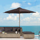 Outsunny 10' x 8' Bamboo Wooden Round Market Patio Sun Umbrella Garden Parasol Outdoor Sunshade Canopy, White