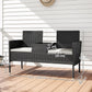Outsunny Patio Furniture w/ Mid-Table PE Rattan Loveseat w/ Cushion, Cream White