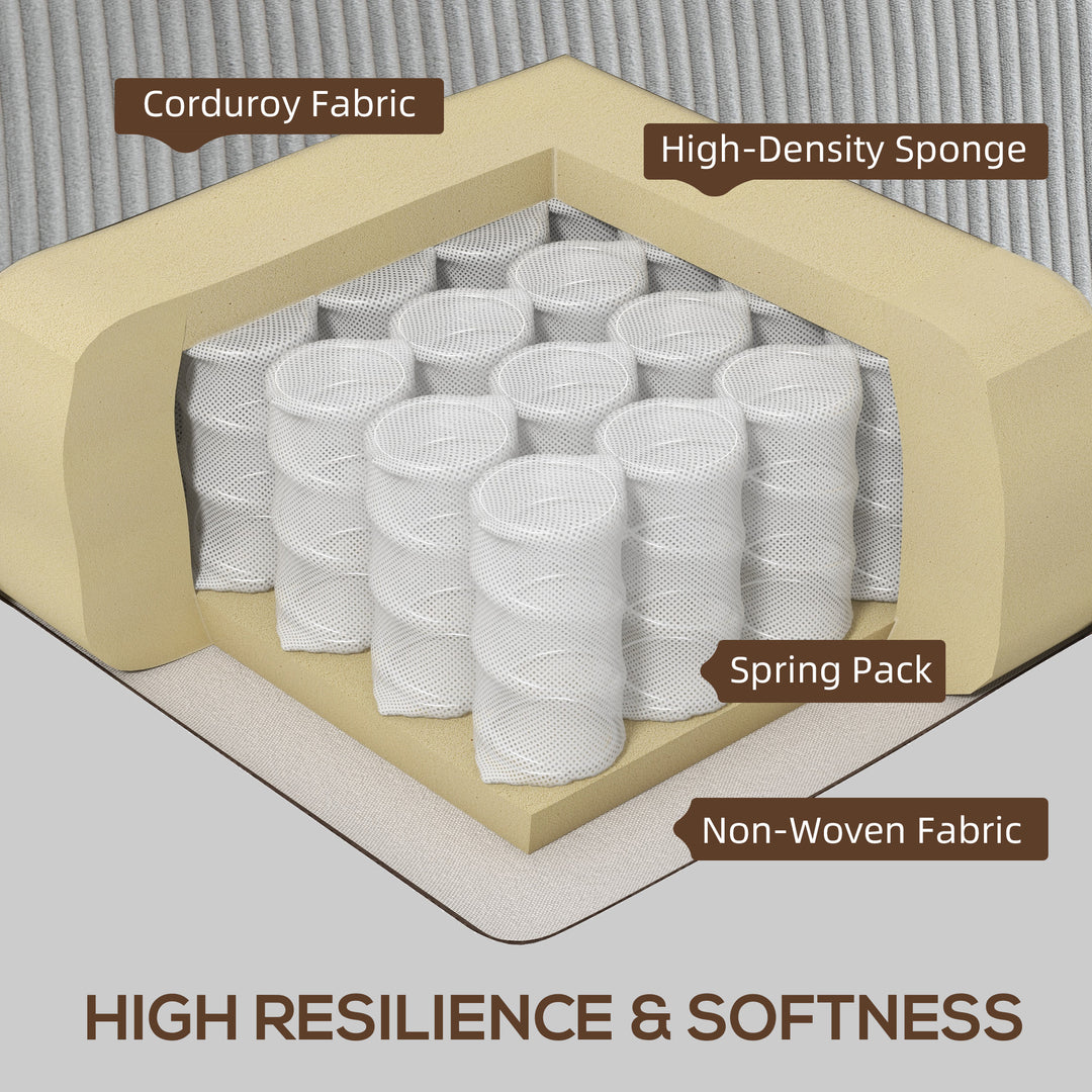 HOMCOM Three Seater Sofa, Fabric 3 Seater Couch with Spring Cushion and Cup Holders for Living Room, Bedroom, Cream White