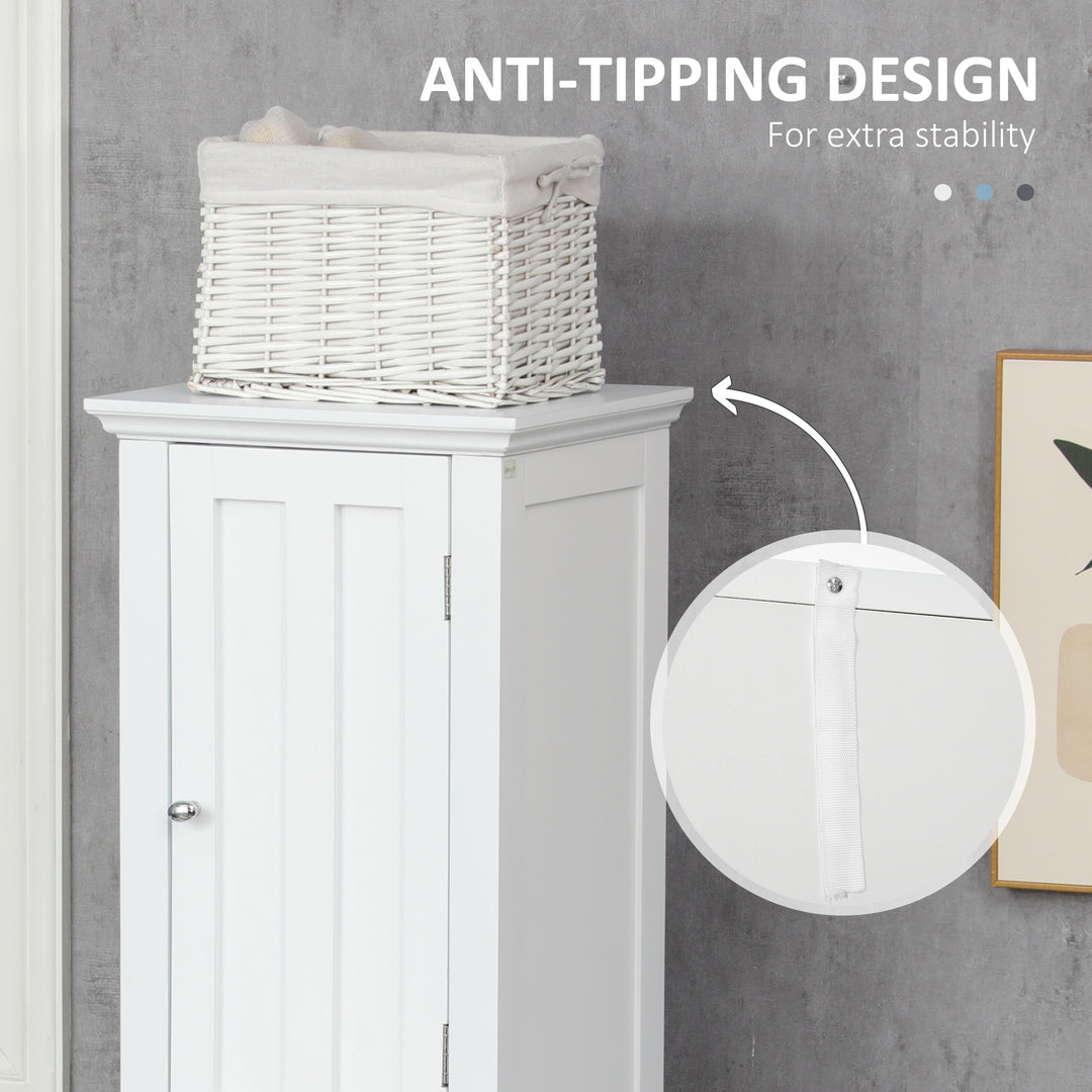 kleankin Bathroom Cabinet, Freestanding Linen Cabinet with Open Shelves, 13.8" x 11.8" x 62.4", White