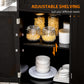 HOMCOM Rolling Kitchen Island with Storage, Utility Kitchen Island Cart with Drawer, Cabinets, Towel Rack and Rubber Wood Top