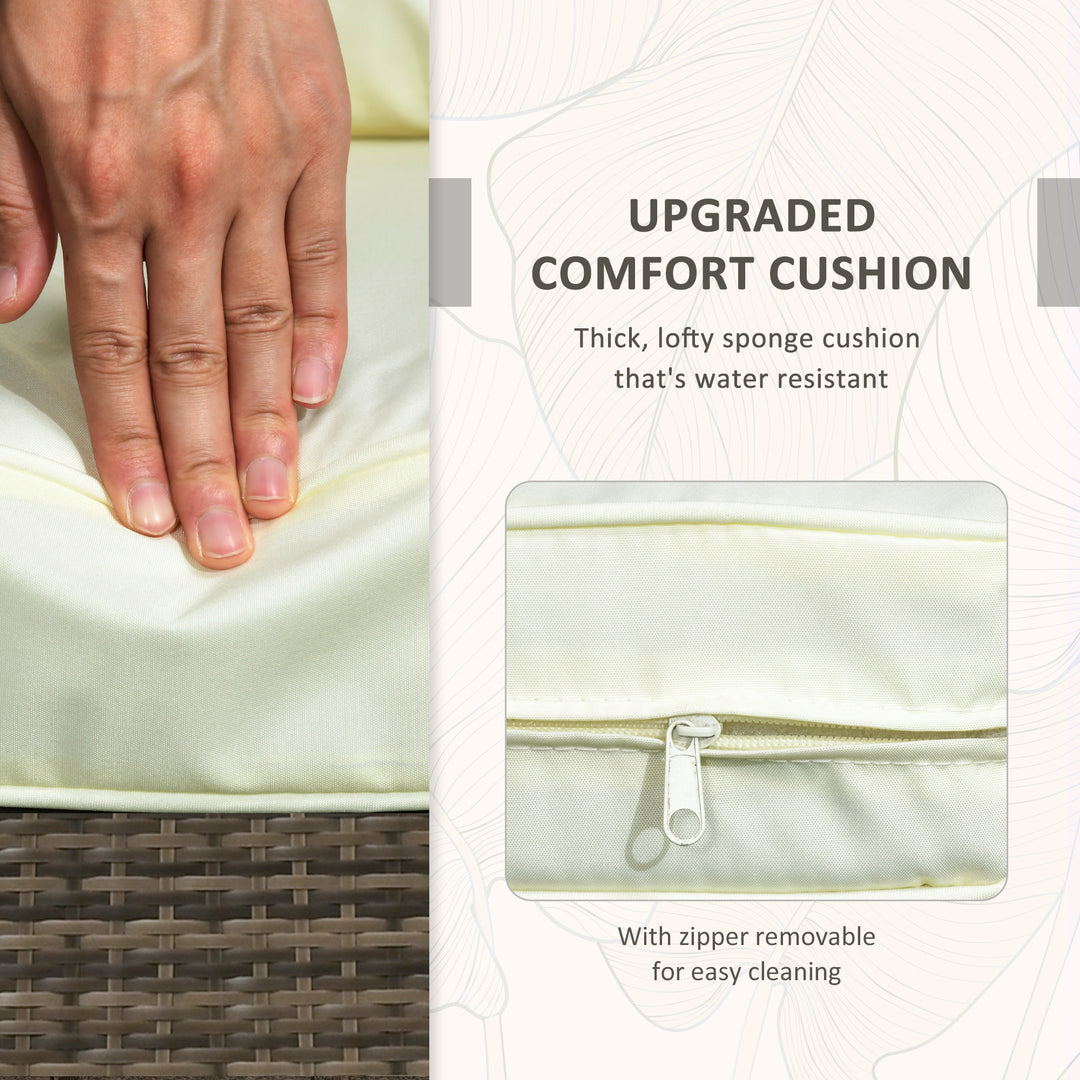 Outsunny 3 Pieces Wicker Patio Furniture Set, Rattan Bistro Set with Storage Coffee Table and Thickened Cushions, Outdoor Conversation Set for Garden, Porch, Balcony, Red