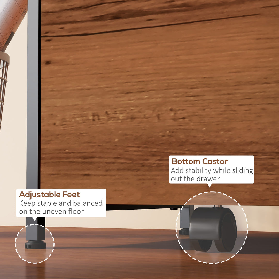 Vinsetto Vertical Filing Cabinet, Tall File Cabinet with 2 Drawers, Hanging Bars for Letter and A4 Size, Rustic Brown