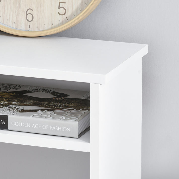 HOMCOM Computer Desk with Hutch, Home Office Table with Storage Shelves and Open Compartments for Writing, Work, Brown