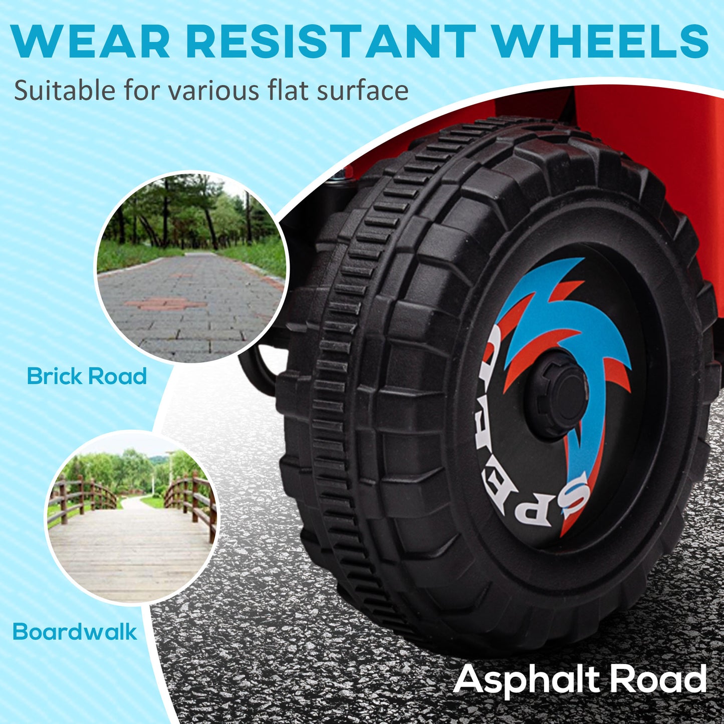 Aosom 6V Quad Kids Electric Car with Wear-resistant Wheels, for Boys and Girls Aged 18-36 Months, Red