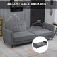 HOMCOM Convertible Bed with Couch, Button Tufted Fabric Sofa Bed with Adjustable Back for Living Room, Charcoal Grey