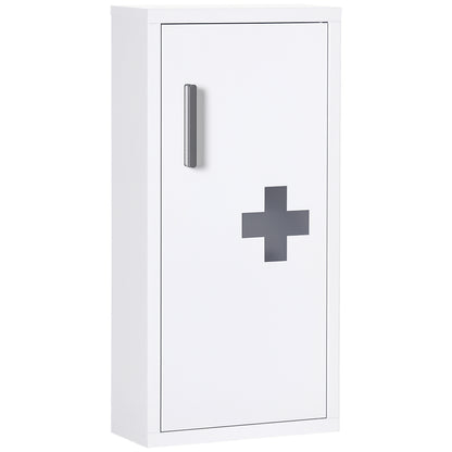 kleankin Wall Mount Medicine Cabinet Bathroom Cabinet with 2 Shelves, Steel Frame and Magnetic Door, White