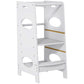 HOMCOM Toddler Tower Kitchen Helper with 3-Level Adjustable Height, Heavy-Duty Kids Step Stool with Safety Rail, White