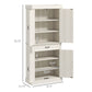 HOMCOM 71" Freestanding Kitchen Pantry with 4 Doors and 2 Cabinets, Tall Storage Cabinet for Kitchen, Distressed Coffee