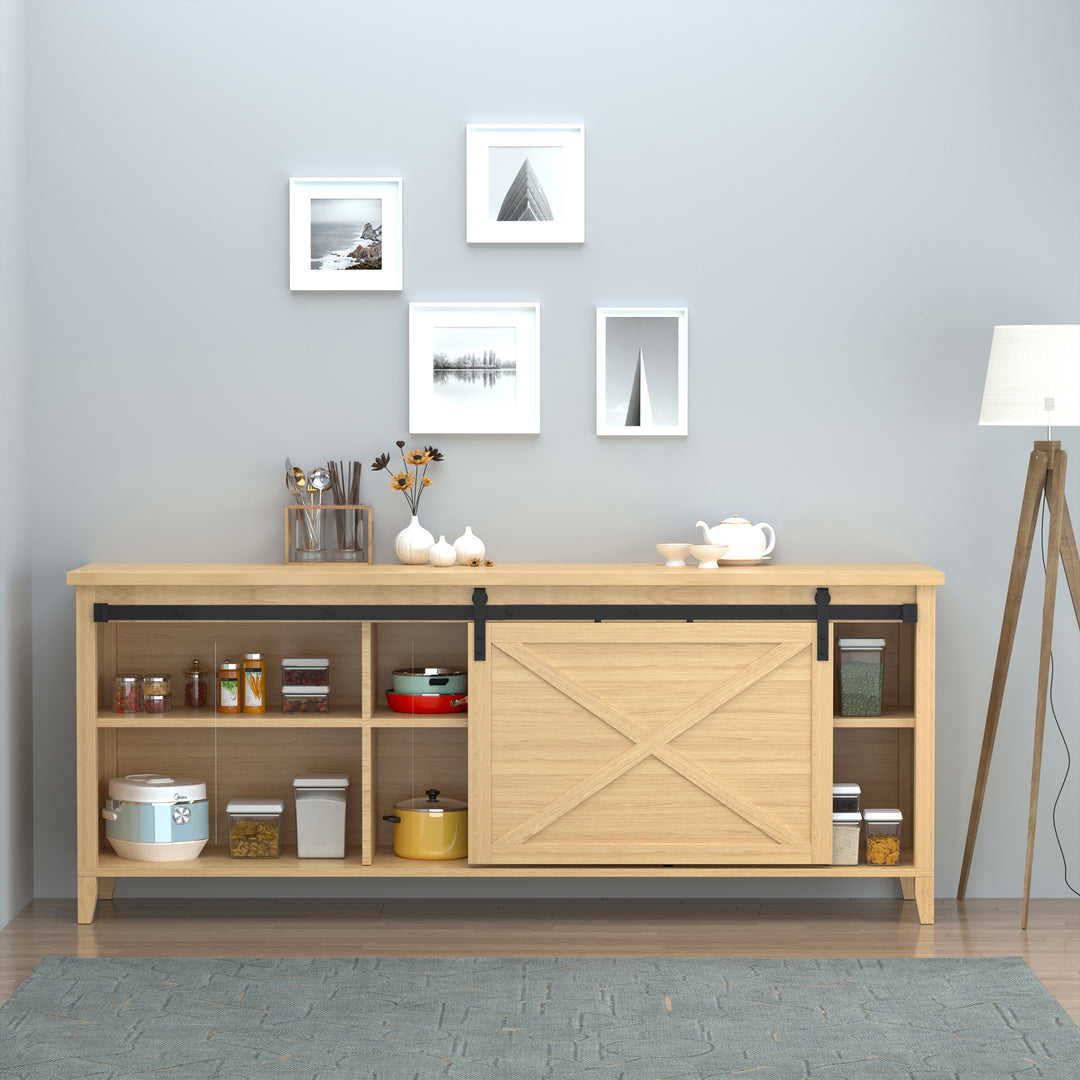 HOMCOM 6FT Mini Barn Door Hardware Kit, Sliding Barn Door Cabinet Hardware Kit for 19.7" Wide Door, Black