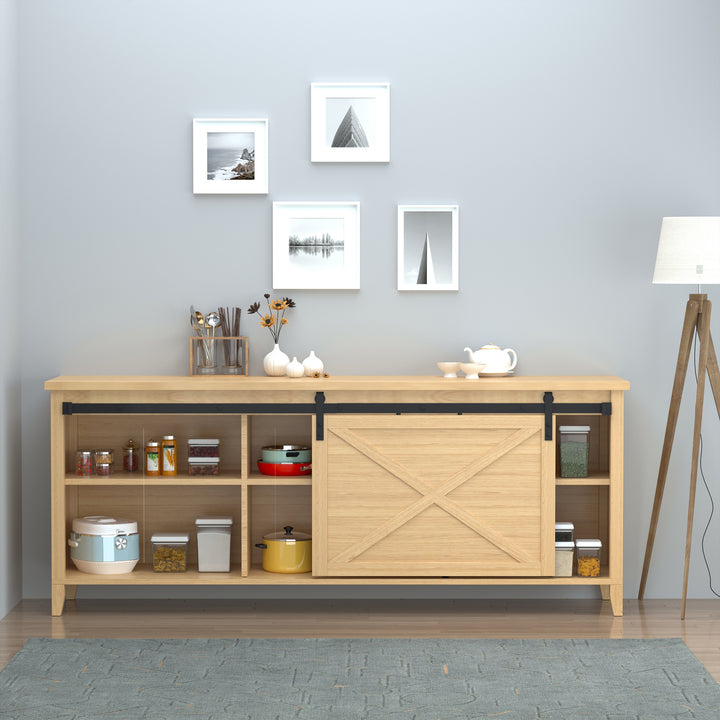 HOMCOM 6FT Mini Barn Door Hardware Kit, Sliding Barn Door Cabinet Hardware Kit for 19.7" Wide Door, Black