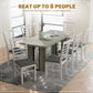 HOMCOM Industrial Kitchen Table for 8, 71" Rectangular Dining Table with Thick Tabletop for Dining Room, Grey Wood Finish