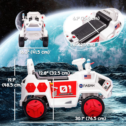 Qaba 6V Mars Rover Electric Car for Kids with Sci-Fi Sounds, Lights, MP3, for Ages 3-5, White