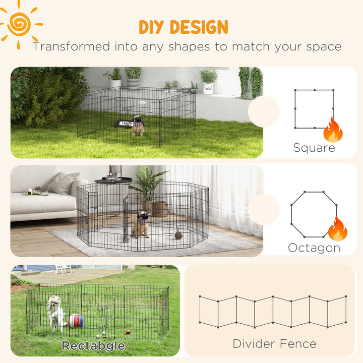 PawHut 24inch Foldable Metal Exercise Pet Playpen Yard Dog Puppy Kennel Cage 8 Panel