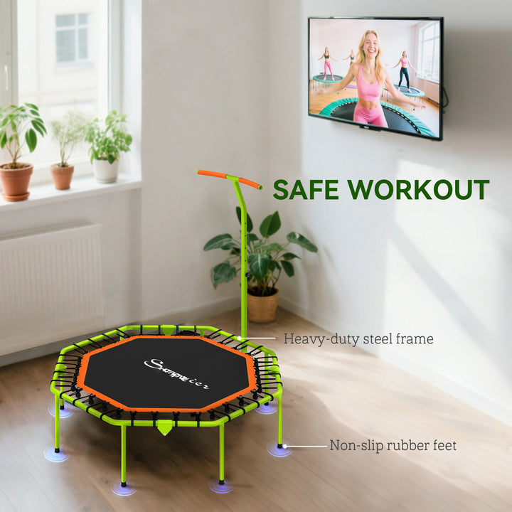 Soozier 50" Foldable Mini Trampoline, Fitness Trampoline Rebounder with Bungee, Adjustable Handle Bar, Stable & Quiet