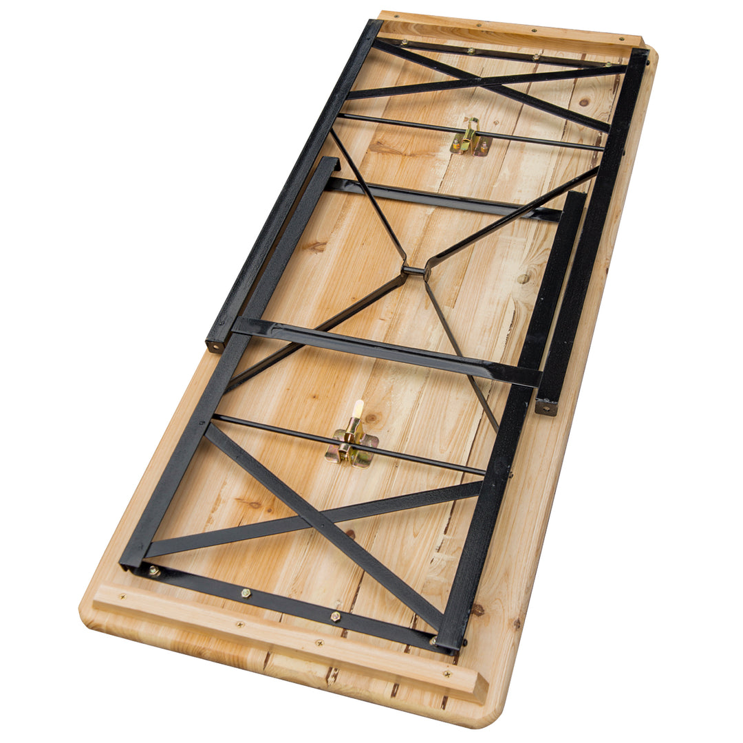 Outsunny 3 Pieces Folding Picnic Table Set, Portable Folding Picnic Table and Benches with Steel Frame for Garden, Park, Natural Wood