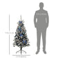 HOMCOM 5ft Prelit Artificial Christmas Tree with Blue Ornaments, Flocked Christmas Tree with LED Lights for Holiday