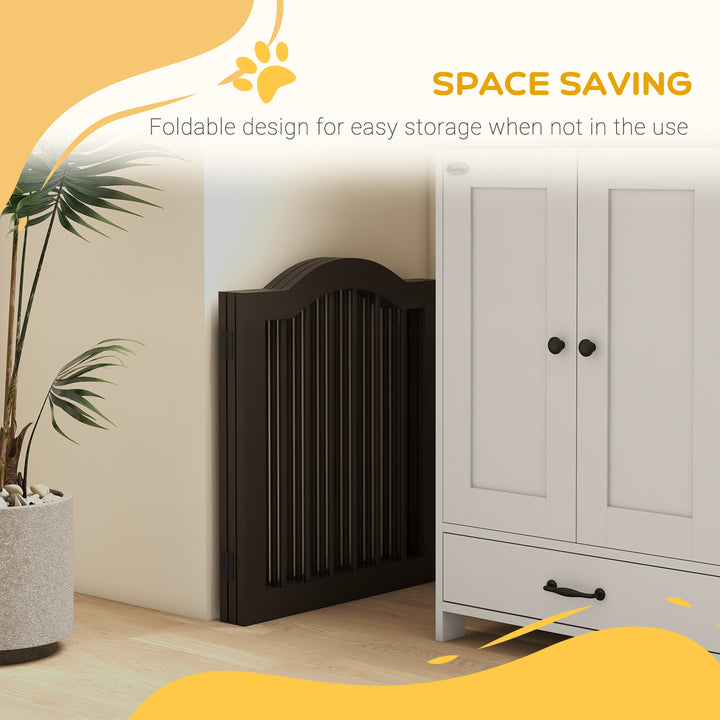 PawHut 24"H Foldable Dog Gate, 3 Panels Freestanding Pet Gate Barriers Indoor with Support Feet, Puppy Fence for Small Dogs, Black