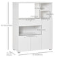 HOMCOM Compact Kitchen Pantry Cabinet Server Hutch Storage Buffet with Microwave Oven Stand Drawer and Shelves, White