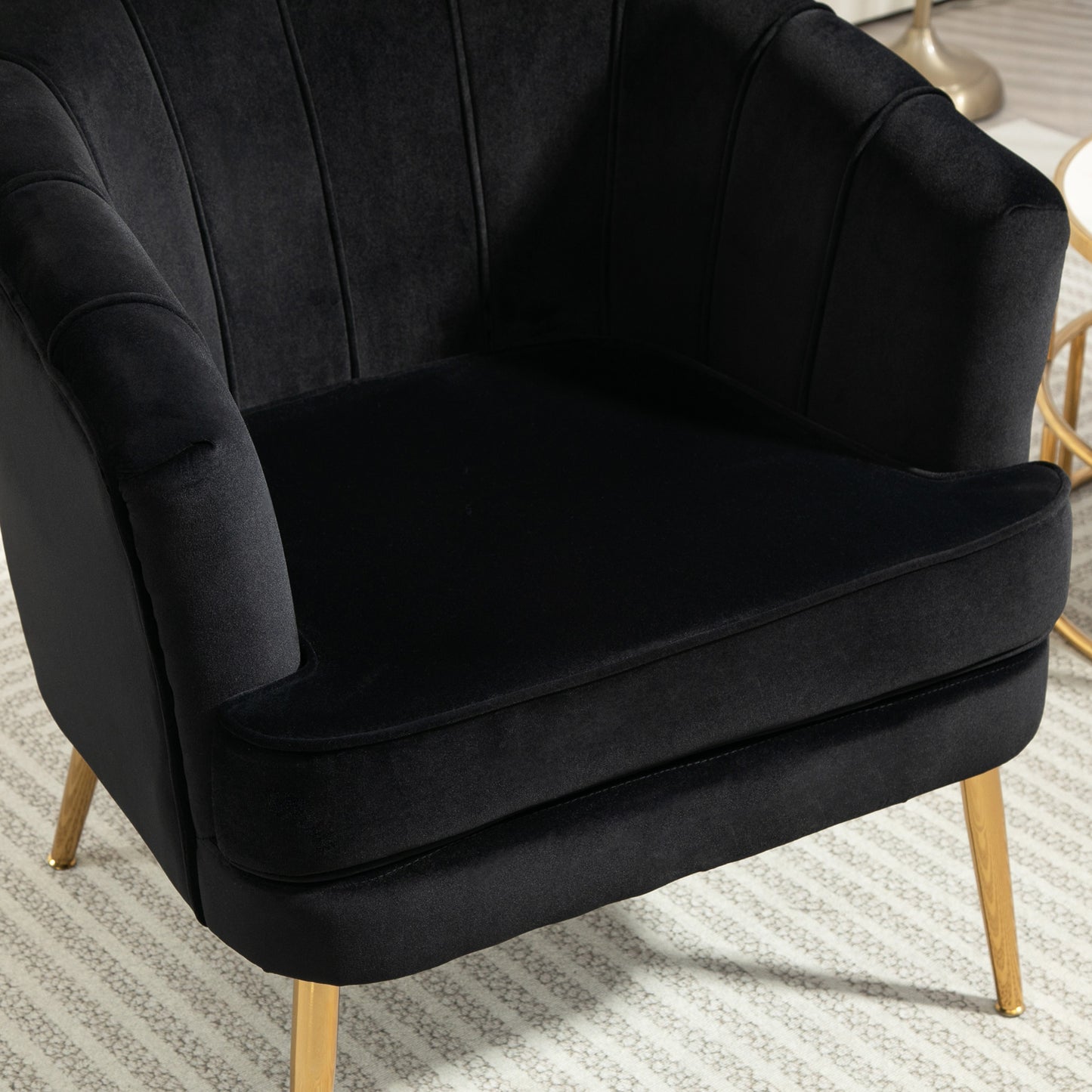 HOMCOM Fabric Armchair, Modern Accent Chair with Gold Metal Legs for Living Room, Bedroom, Home Office, Grey