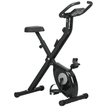 Soozier Foldable Exercise Bike Indoor Stationary Bike w/ 8-Level Magnetic Resistance LCD Screen Phone Holder for Home Gym Black