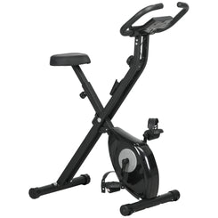 Soozier Foldable Exercise Bike Indoor Stationary Bike w/ 8-Level Magnetic Resistance LCD Screen Phone Holder for Home Gym Black