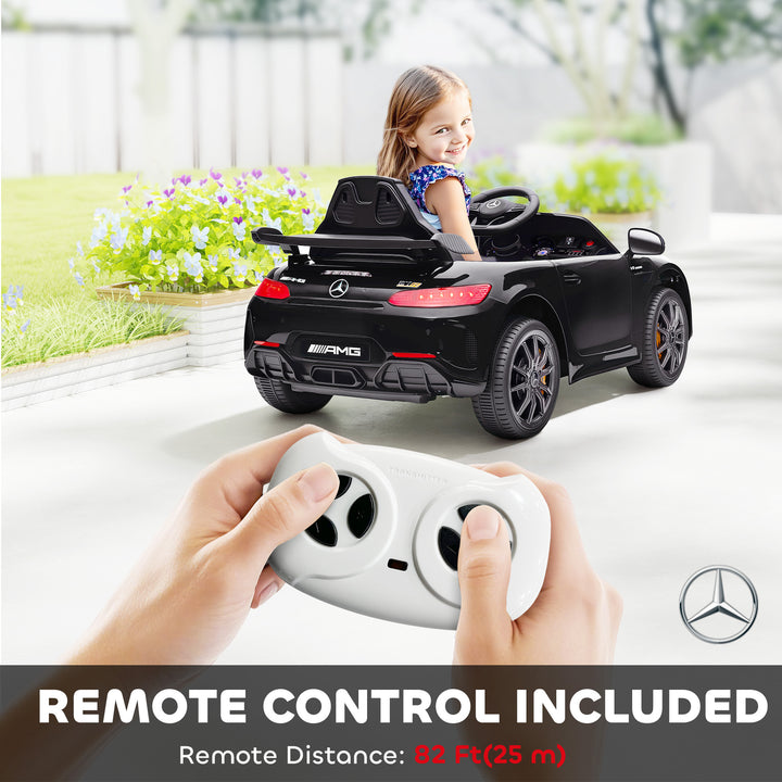 Qaba Mercedes-Benz AMG GTR Licensed 12V Battery Powered Kids Electric Car w/ Remote, Soft Start, Lights, Music Horn, Black
