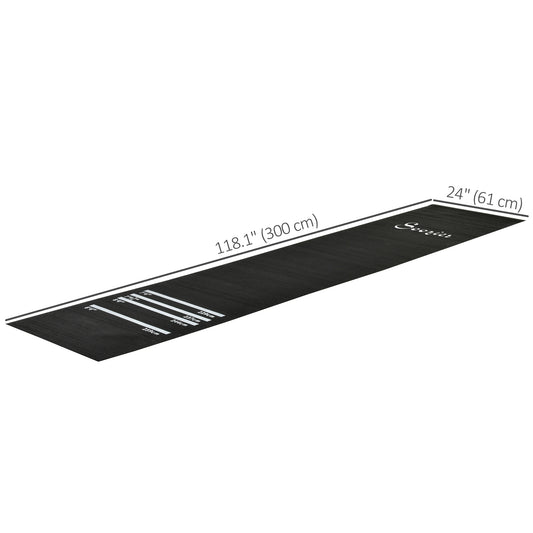 Soozier 9.8 x 2 ft Professional Rubber Dart Mat with 4 Throwing Distances for Pub Club Home, Black