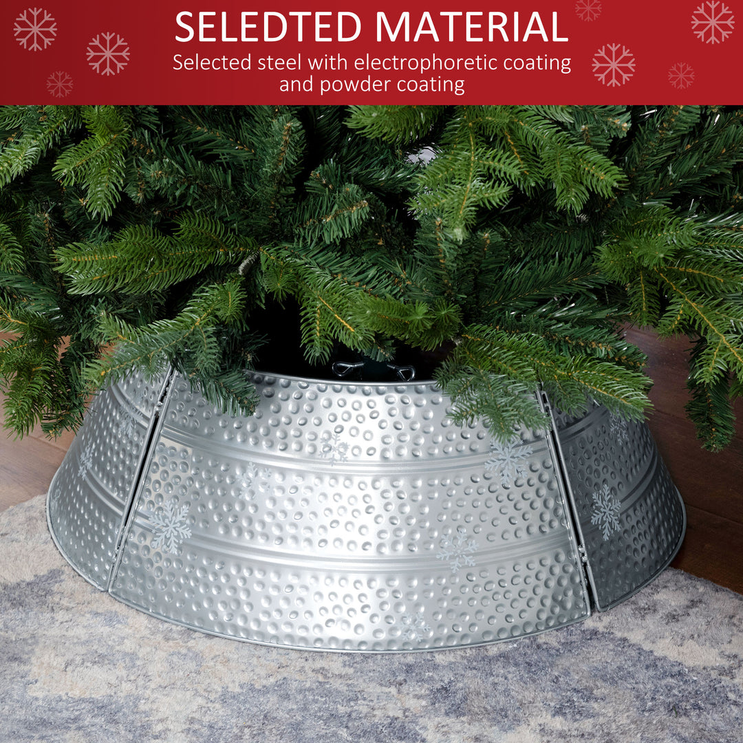 HOMCOM 26" Christmas Tree Base Cover, Christmas Tree Collar with Hollow Snowflake Pattern for Holiday, Party, Silver