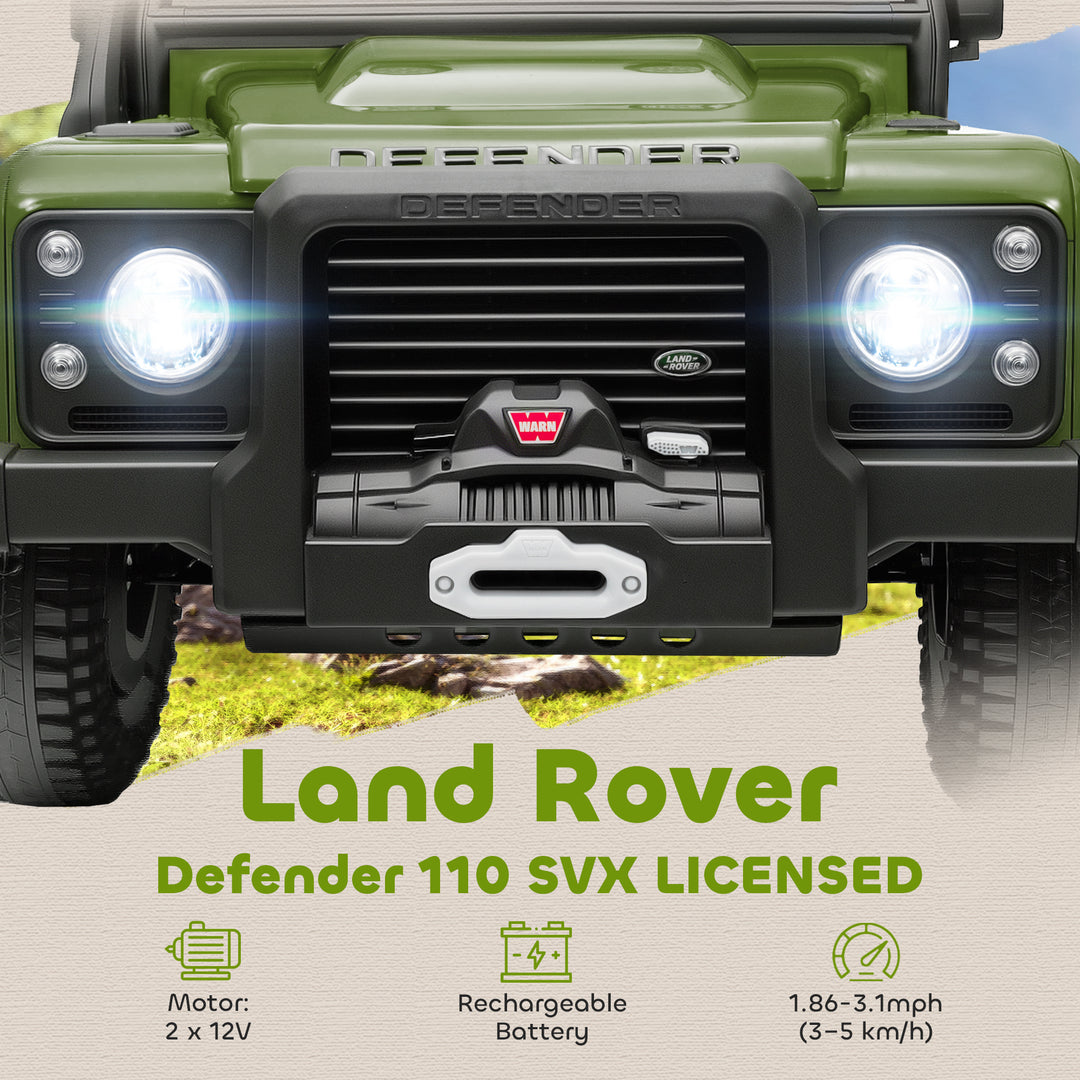 Qaba Land Rover Licensed Kids Ride on Truck with Remote Control, Spring Suspension, LED Lights, 3 Speed, Dark Green