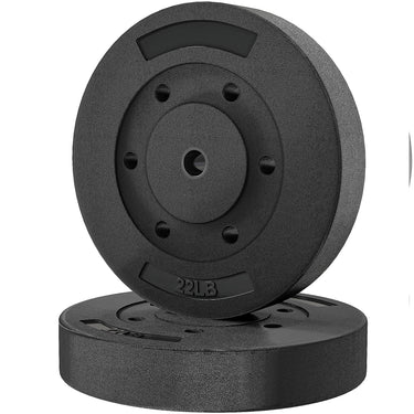 Soozier Weight Plates Set of 2, 1-Inch Barbell Weight Set for Home Gym Strength Training and Weightlifting, 2 x 22 lbs