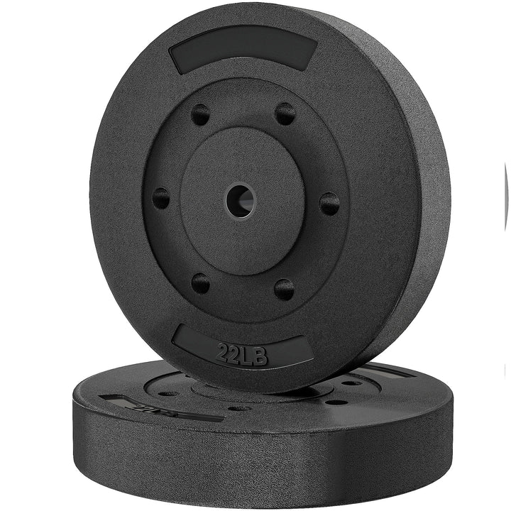 Soozier Weight Plates Set of 2, 1-Inch Barbell Weight Set for Home Gym Strength Training and Weightlifting, 2 x 22 lbs