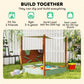 Qaba Kids Sandbox with Full Covered Canopy, Bench Seats, Bottom Liner, for Ages 3-6, 56" x 40" x 52", Brown
