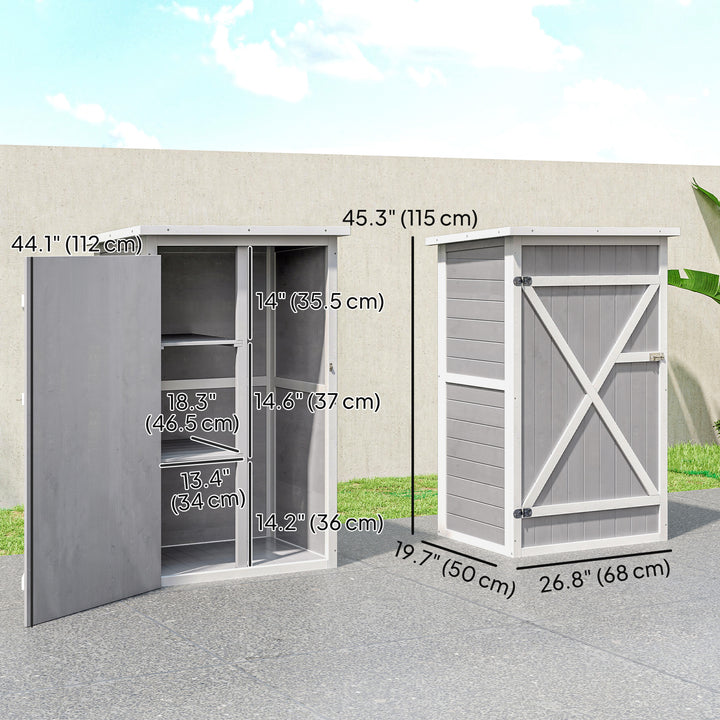 Outsunny 29.9"x21.7"x45.3" Garden Storage Shed with Asphalt Roof, Outdoor Storage Cabinet w/ Shelves, Grey