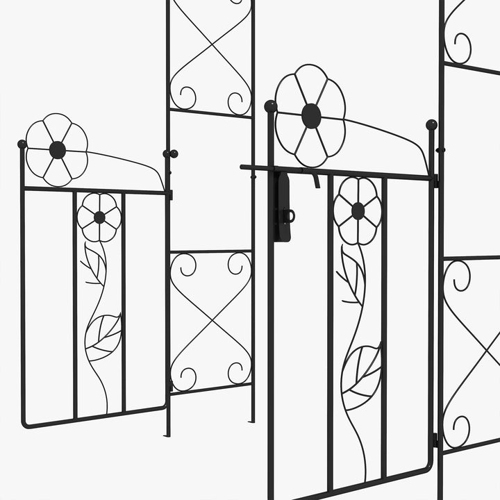 Outsunny 7.5FT Metal Garden Arbour with Double Gate, Arch Trellis for Climbing Vine Plants, Outdoor Wedding, Decoration, Black