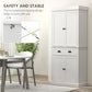 HOMCOM 71" Kitchen Pantry Cabinet with LED Lights, 6 Spice Racks, a Drawer and 4 Adjustable Shelves, White