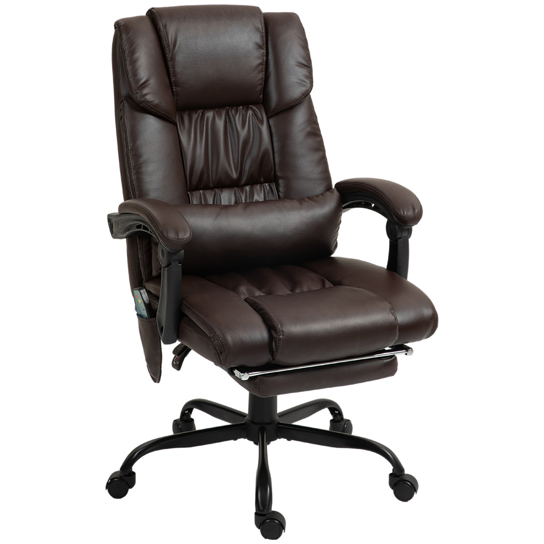 Vinsetto 6-Point Vibration Massage Chair, Height Adjustable Reclining Computer Chair with Retractable Footrest, Brown