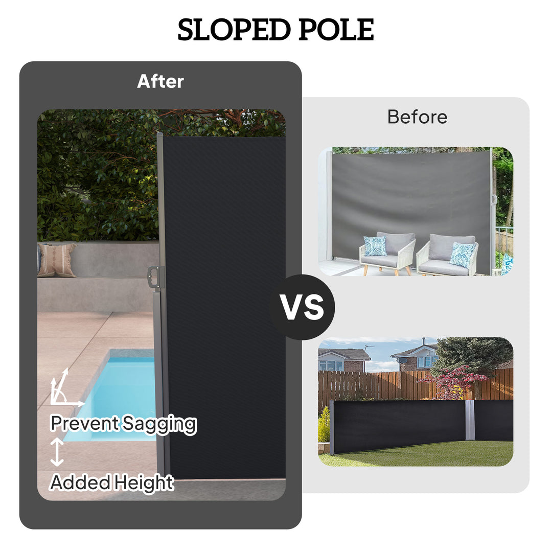 Outsunny Retractable Double Side Awning, 79"x236" Patio Privacy Screen, UV Resistant, Waterproof Wind Screen, Black